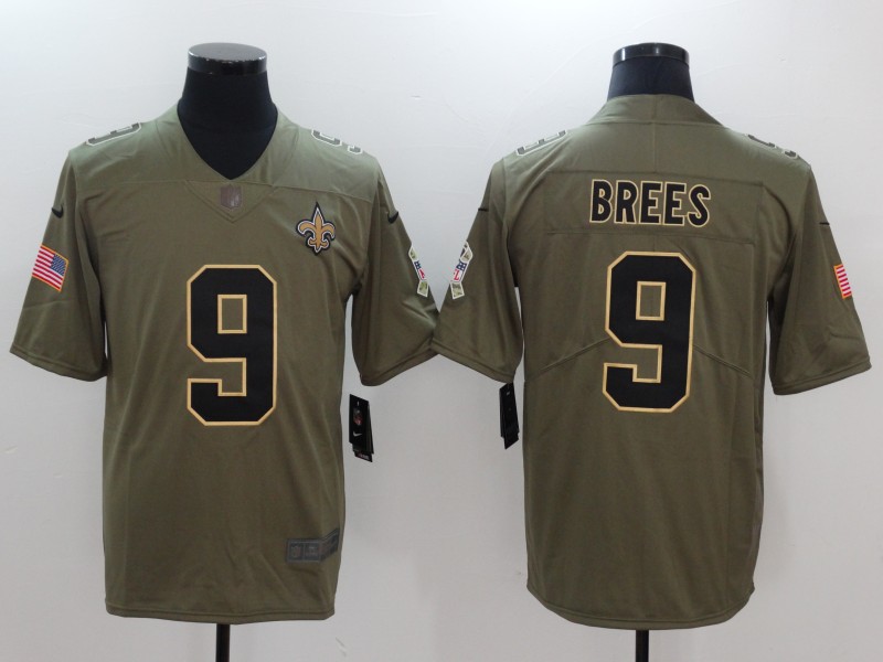 Men New Orleans Saints #9 Brees Nike Olive Salute To Service Limited NFL Jerseys->new orleans saints->NFL Jersey